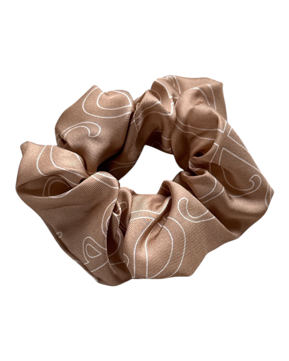Sirocco-brun SILK& maxi scrunchie i silke med logomønster